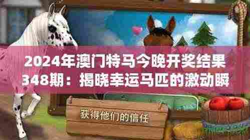 2024年澳门特马今晚开奖结果348期:揭晓幸运马匹的激动瞬间
