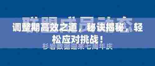 调整期高效之道,秘诀揭秘,轻松应对挑战!