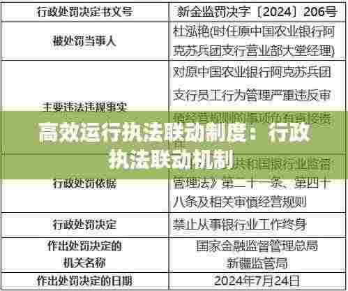 高效运行执法联动制度:行政执法联动机制