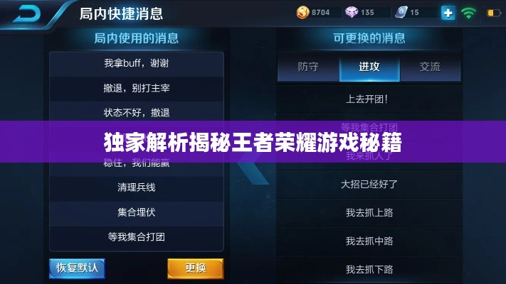 独家解析揭秘王者荣耀游戏秘籍